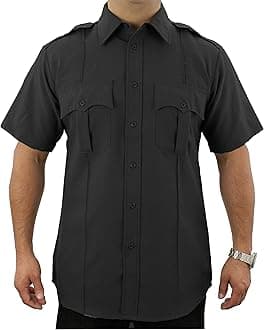 First Class 100% Polyester Short Sleeve Men's Uniform Shirt (Black)