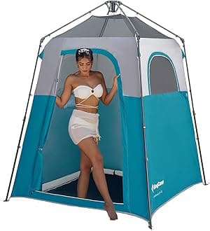 KingCamp Instant Shower Tent, Portable Superior Stable Privacy Shelter, Large Room Outdoor Toilet Tent with Floor for Beach, Camping & Hiking, Setup in Under 60s