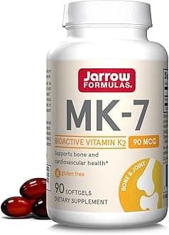 Jarrow Formulas MK-7 90 mcg - Bioactive Form of Vitamin K2-90 Servings (Softgels) - For Bone & Cardiovascular Health - Vitamin K2 MK-7 Dietary Supplement - K2 Vitamin Supplement MK-7 - Gluten Free