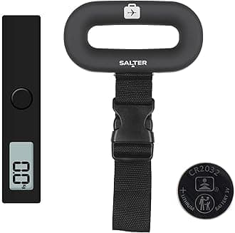 Salter 9500 BKDCTMEU16 Digital Luggage Scale - Suitcase Weighing Scales, Carry On Baggage Weight, Easy Grip Handle, 40kg / 88 lbs Capacity, Secure Clip Fastening, Lightweight, Includes Battery