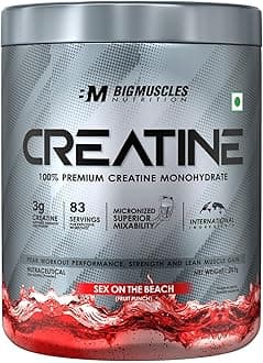 Bigmuscles Nutrition Creatine [257g, 83 Servings] | Sex On The Beach | Micronized Creatine Monohydrate To Support Lean Muscle Repair & Recovery, powder, 1 count