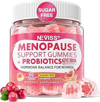 Menopause Gummies Supplement for Women w/ Red Clover, Black Cohosh for Hot Flashes, Menopause Support Vitamins + Ashwagandha Probiotics, Over 50 Hormone Support Balance Gummies Sugar Free, Vegan 60ct