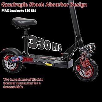 Off Road Electric Scooter Adults, 800/1200/1600W Motor, 48V 15/18/21AH Battery, 11" All-Terrain Tires, Heavy Duty E-Scooter with Dual Suspension with Seat