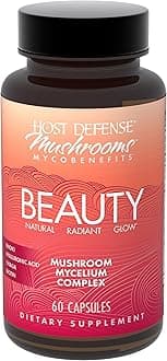 Host Defense MycoBenefits Beauty Capsules - Supplement for Healthy Hair & Nail Strength - Skin Elasticity & Health Aid - Mushroom Supplement with Biotin & Hyaluronic Acid - 60 Capsules (30 Servings)
