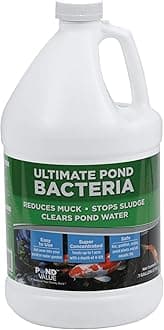 PondValue Ultimate Pond Bacteria, Outdoor Pond & Lake Natural Beneficial Bacteria Treatment, Aquatic Odor Reducer & Sludge Digester, Fish, Plant, & Livestock Safe, Easy Dosing Liquid, 1 Gallon Bottle