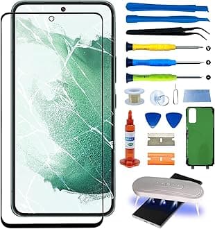 Original Samsung Galaxy S22 Ultra Screen Replacement 6.8 inch Front Outer Glass Lens Screen Repair Kit incl Waterpoof Frame Adhesive,Repair Glue and Lamp Tool Kit(No Digitizer,No LCD)