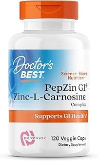 Doctor's Best PepZin GI, Zinc-L-Carnosine Complex for Men & Women - Zinc Carnosine Supplement Caps for Gut Health, Digestive Support, & Stomach Comfort, Vegan, Gluten Free - 120 Veg Capsules