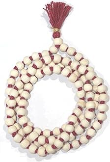 IS4A8MM TULSI HOLY BASIL PRAYER BEADS JAPA MALA NECKLACE HAND KNOTTED KARMA (108+1) BEADS BLESSED & ENERGIZED HINDU TIBETAN BUDDHIST SUBHA ROSARY