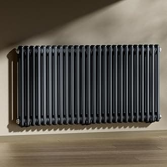 – Heilmetz Anthracite Radiators 600x1190mm, Traditional Column Radiator Horizontal Double Central Heating Radiator Cast Iron Style 2 Column Radiators
