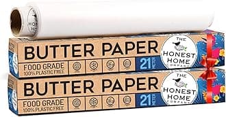 The Honest Home Company | 21Mtr Butter Paper Roll Pack of 2| Easy to Use Packaging | Heavy Duty Parchment Paper | Ideal for Baking, Wrapping Roti, Paratha (As seen on Shark Tank)