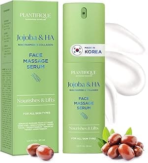 Korean Jojoba Oil & Hyaluronic Acid Face Massage Serum – Hydrating Anti-Aging Collagen & Niacinamide Formula – Perfect for Gua Sha Facial Massage – Gift for Men & Women