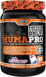 Humapro | Amino Acids Protein Matrix for Humans | 99% Utilization for Lean Muscle | Vegan, Gluten Free | 334g / 45 Servings (Rocket Pop)