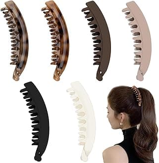 6 Pieces Large Banana Hair Clips for Women Strong Hold Ponytail Holder Banana Clips for Fine Thick Hair French Hair Accessories for Girls and Women