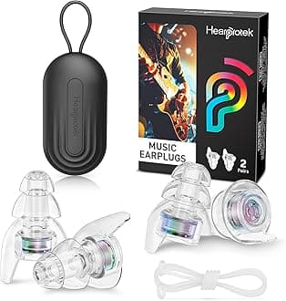 Concert Ear Plugs, 2 Pairs Reusable High Fidelity Musician Ear Plugs, Purple, Silicone, Earplugs, Earplug, Noise Protection