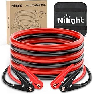 Nilight Jumper Cables for Car Battery 4 Gauge 16 FT Booster Cable Heavy Duty 600 A CCA with Carrying Bag Jump Start Emergency Kit Pickup Truck RV Vans SUV