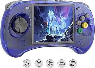 RG ARC S Retro Handheld Game Console , Single Linux System with 128G SD Card 4541 Games Support 5G WiFi 4.2 Bluetooth Moonlight Streaming and TV Out (Transparent Blue)