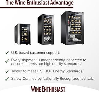 Wine Enthusiast 24-Bottle Compressor Wine Cooler with Upright Bottle Storage - Freestanding Wine Refrigerator with Digital Touchscreen and LED Temperature Display