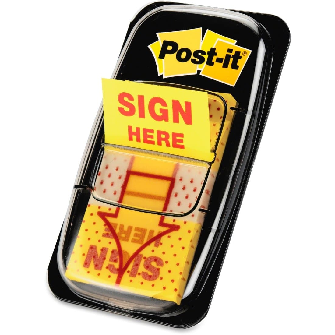 Post-it Message "Sign Here" Flags Value Pack, 50/Dispenser, 12 Dispensers/Pack, 1 in Wide, Yellow (680-SH12)