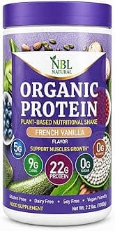 Plant Based Organic Protein Powder, Vegan Protein Powder for Men & Women, 22G Protein Per Serving, Non-Dairy, Gluten Free, Lactose Free, No Sugar Added, French Vanilla, 2.2 lb, 25 Servings