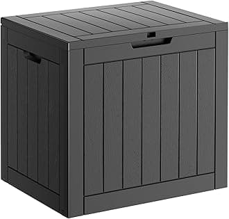 31 Gallon Resin Deck Box, Lockable Patio Outdoor Storage Box for Furniture, Garden Tools and Tools Storage, Waterproof Outside Storage Boxes - Black