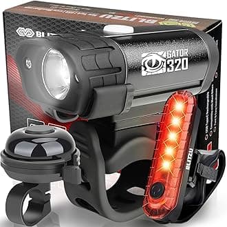 BLITZU Gator 320 USB Rechargeable Bike Light Set Powerful Lumens Bicycle Headlight Free Tail Light, LED Front and Back Lights Easy to Install for Kids Men Women Road Cycling Safety Flashlight
