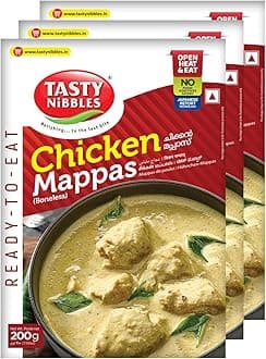 Tasty Nibbles Ready to Eat Chicken Mappas 200g [Pack of 3]| Open Heat & Eat | Non-Vegetarian | No Added Preservatives | Japanese Retort Technology