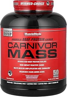 Carnivor Mass Anabolic Beef Protein Gainer, Strawberry, 6 Pound