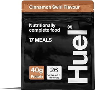 Black Edition High Protein Complete Meal Replacement, 17 Meals, Cinnamon Swirl Flavour, 40g of Protein Per Serving, Ready Meals, Vegan Protein Powder, Gluten-Free, Non-GMO