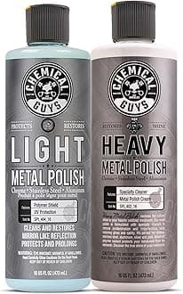 SPI40916 Light & Heavy Metal Polish Kit, Restore, Protect, and Shine All Metal Surfaces, 2-16 fl oz