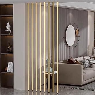 Gold Room Divider Partition Post 8 Pack, Floor to Ceiling Wall Partition Pillar for Home Hotel Office Entrance, Privacy Screen Column with Adjustable Foot Pad, No Need to Drill(Dia: 2.8 cm,100cm/39.4i
