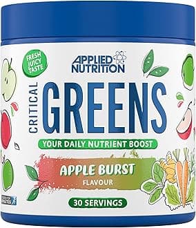 Applied Nutrition Critical Greens Powder and Superfood Blend for Gut Health Energy and Immune Support Vegan Daily Greens Juice Powder (150g - 30 Servings) (Apple Burst)