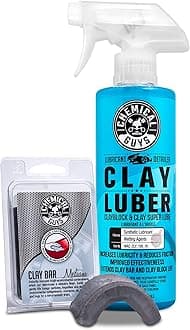 Chemical Guys Clay Bar Kit, Medium Duty with Luber Synthetic Lubricant – Removes Embedded Dirt, Restores Smooth Paint, Preps for Wax and Sealant - Safe for Cars, Trucks, SUVs, 16 oz, 2 Items
