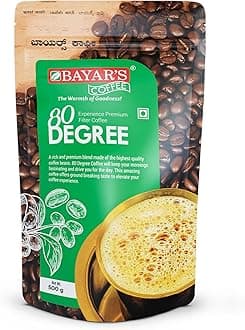Bayar's Coffee 80 Degree Filter Coffee Powder 500g | Bold South Indian Blend with 80% Coffee & 20% Chicory |Strong Decoction & Rich Aroma | Freshly Roasted & Ground for Every Cup