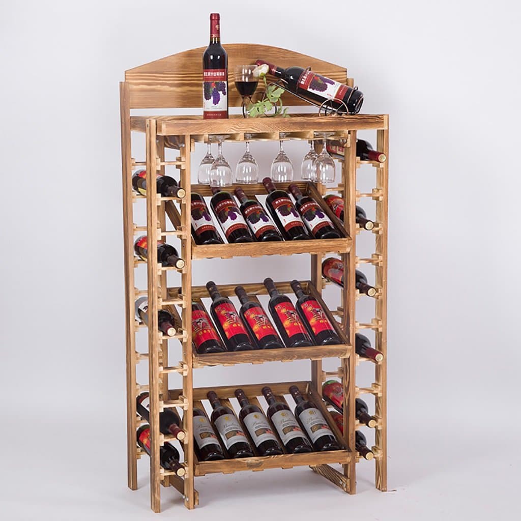 Solid wood wine rack Stand wine rack Multi-layer creative wine display rack Vertical solid wood wine rack Large capacity can hang red wine decoration rack (Size: 130*73*35cm) ( Color : D )