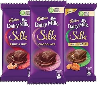Cadbury Dairy Milk Silk Small Chocolates Combo (2 x Plain 60g, 2 x Roast Almond with whole nuts 58g and 2 x Fruit and Nut 55g)