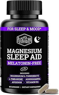 Black Forest Ashwagandha Magnesium Sleep Aid (6-in-1) - Magtein Magnesium L-Threonate, L-Theanine, Apigenin Supplement for Sleep 3 Enhanced with (Ashwagandha L theanine & Vitamin D)