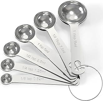 TILUCK Measuring Spoons Set, Heavy Duty Stainless Steel Measuring Spoons, Tablespoon Teaspoon for Dry or Liquid Ingredients,for Baking or Cooking Ingredients Measuring (6)