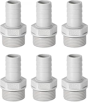 uxcell PVC Barb Hose Fitting Connector Adapter 16mm or 5/8" Barbed x 3/4" G Male Pipe 6pcs