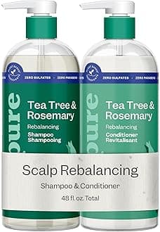 Tea Tree & Rosemary Shampoo and Conditioner Set, Plant Based - Refreshes & Rebalances Hair and Scalp - For Oily/Normal Hair - Tea Tree Leaf Oil, Rosemary Leaf Extract - 24 Fl Oz each, 2 Pack