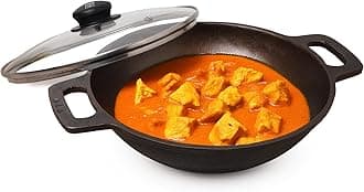 Super Smooth Cast Iron Kadai with Glass Lid | Medium, 10.2Inch/26 cm, 2.5Ltr, 2.4kg | Naturally Nonstick, Pre-Seasoned Kadhai, 100% Pure & Toxin-Free, No Chemical Coating