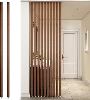 Wall Partition Room Divider Floor to Ceiling Wooden Slats - Screen Partition Post Living Room Simple Modern Entrance Restaurant Office Hollow Decor Column ( Color : Wood 2Pcs , Size : 195cm/76.7in/6.4