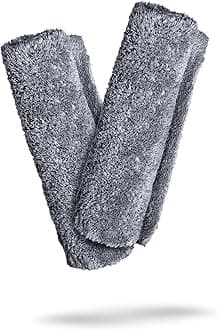 Adam's Borderless Grey Microfiber Towel (2pk) - Premium Ultra Soft Car Detailng Towel Cloths, 480gsm - Safe for Car Wash, Home Cleaning & Pet Drying Cloths (16 Inch x 16 Inch)