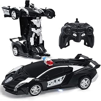 Remote Control Car Transform Robot,1:18 Model RC Car Robot for Kids,Robot Deformation Car Model Toy Gift for Children,One Button Transformation & Realistic Engine Sounds