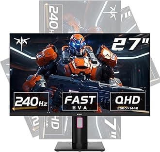 KTC 27 Inch 240Hz Gaming Monitor, QHD 2560x1440 Monitor, Fast HVA, HDR400, G-Sync/FreeSync Compatible, USB/Type C/DisplayPort/HDMI, VESA Mountable, Pivot Height Tilt Adjustable, H27E22