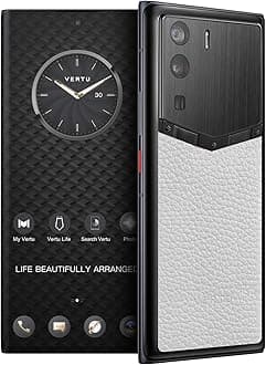 VERTU METAVERTU Web 3.0 Calfskin 5G Phone, Unlocked Android Smartphone, Secure Encrypted, Double OS, 64MP Camera, 144Hz AMOLED Curved Display, Dual SIM, Fast Charge (Full Leather, White, 12G+512G)