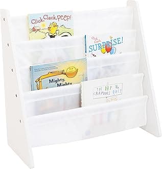 Humble Crew Children's Bookcase Storage Rack with 4 Tiers, Children's Bookrack, Bookshelf, White/White