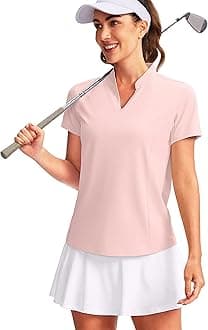 Obla Women's Golf Polo Shirt V-Neck Short Sleeve Collarless Quick Dry Tennis Running T Shirt Golf Tops for Women