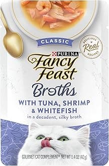 Purina Broths Wet Cat Food Broth Complement, Classic With Tuna, Shrimp and Whitefish - (16) 1.4 oz. Pouches