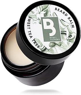 Babel Alchemy Beard Balm and Conditioner - All Natural Organic Grooming Beeswax Balm for Leave-In Conditioning, Styling, Softening, and Promoting Growth (Sweet Tea Tree)
