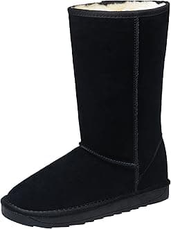 Vepose Women's Winter Boots Suede Snow Booties Warm Mid Calf Booties Classic Winter Knee High Shoes, Tall 988 Black, 10